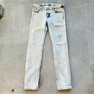 PRPS Men's Slim Straight Jeans in Distressed White